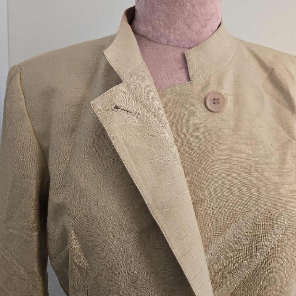 Vintage Silk Neutral Hugo Buscati Jacket Size 6 - Picture 2 of 9